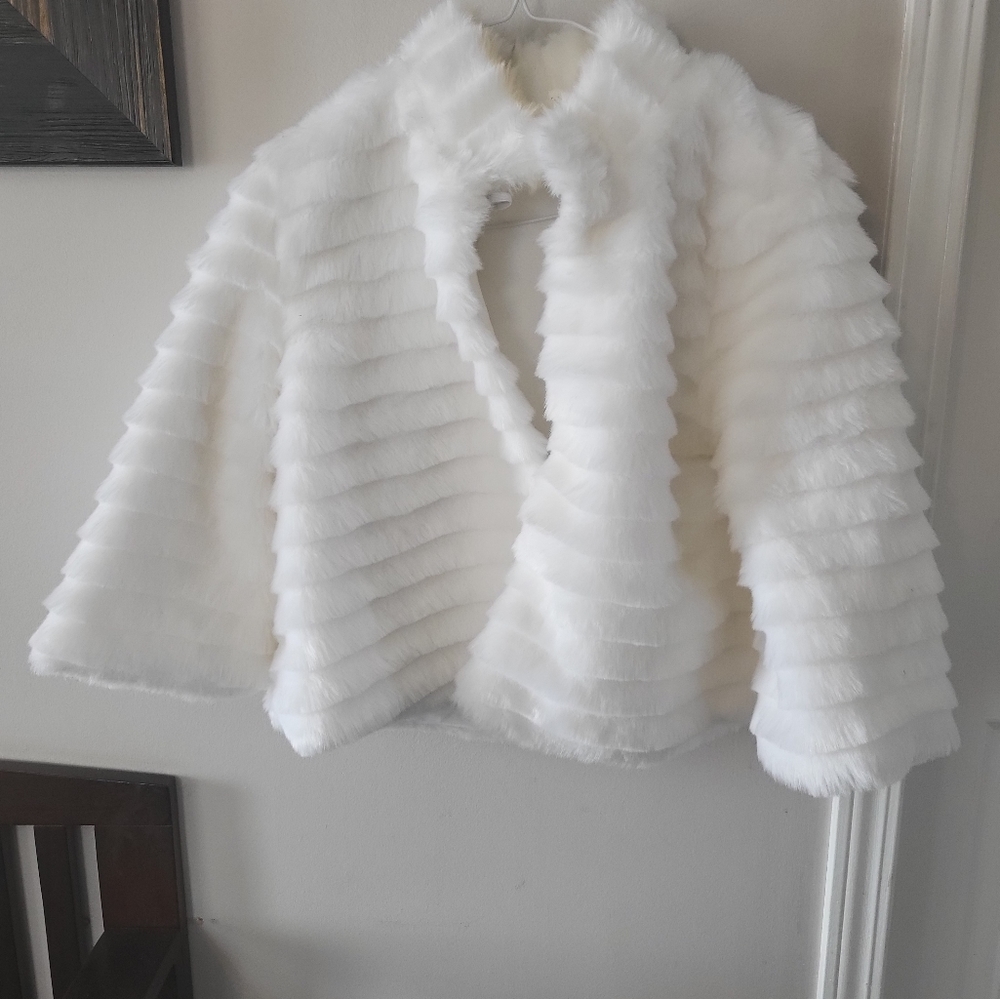 White faux fur jacket